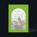 Invitation Mariage moderne Camila Green Arch<br><div class="desc">Faire-part de mariage moderne avec votre monogramme avec vos détails sur votre photo préférée à l'intérieur d'une arche sur un arrière - plan chartreuse/vert citron. Le modèle comprend une simple superposition pour permettre au texte de s'afficher sur l'image et peut être supprimé dans l'outil d'édition de conception. Ce design simple...</div>