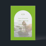 Invitation Mariage moderne Camila Green Arch<br><div class="desc">Faire-part de mariage moderne avec votre monogramme avec vos détails sur votre photo préférée à l'intérieur d'une arche sur un arrière - plan chartreuse/vert citron. Le modèle comprend une simple superposition pour permettre au texte de s'afficher sur l'image et peut être supprimé dans l'outil d'édition de conception. Ce design simple...</div>