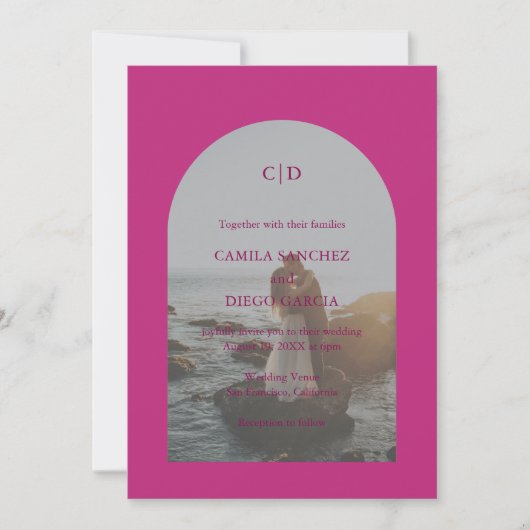 Invitation Mariage moderne Camila Pink Arch (Devant)