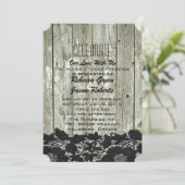 Invitation mariage moderne campagne rustique bois de grange n (Debout devant)