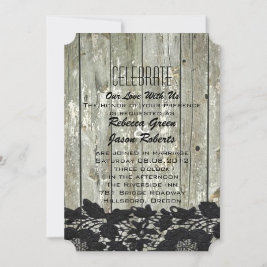 Invitation mariage moderne campagne rustique bois de grange n (Devant)