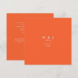 Invitation Mariage Moderne Carré Simple et Élégant Orange