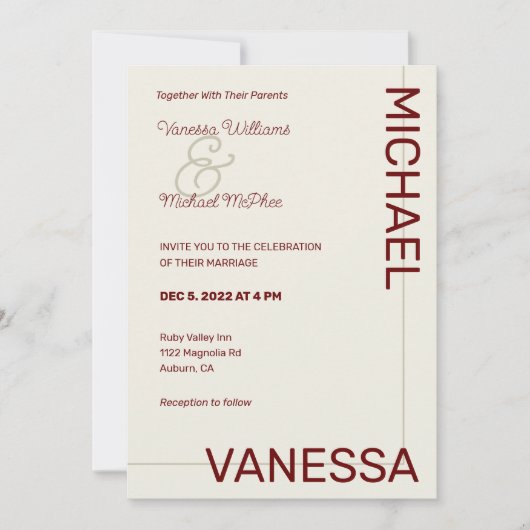 Invitation Mariage moderne chic (Devant)