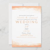 Invitation Mariage Moderne Chic Aquarelle Corail Orange (Devant)