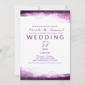 Invitation Mariage Moderne Chic Aquarelle Pourpre de Mûre de (Devant)