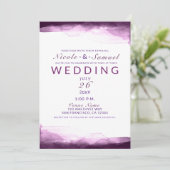 Invitation Mariage Moderne Chic Aquarelle Pourpre de Mûre de (Debout devant)