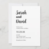 Invitation Mariage moderne chic et moderne noir et blanc (Devant)