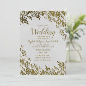 Invitation Mariage Moderne Chic Rustique Feuilles Blanches et (Debout devant)