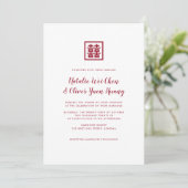 Invitation Mariage moderne chinois rouge double bonheur Invit (Debout devant)