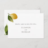 Invitation Mariage moderne citron aquarelle RSVP (Devant / Derrière)