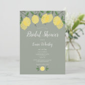 Invitation Mariage Moderne Citrons Sauge Verte (Debout devant)