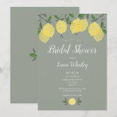 Invitation Mariage Moderne Citrons Sauge Verte (Devant / Derrière)
