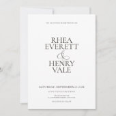 Invitation Mariage Moderne Classique Noir & Blanc  (Devant)