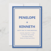 Invitation Mariage Moderne Classique Simple avec Bordure Bleu (Devant)