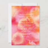 Invitation Mariage moderne code QR aquarelle rose orange chau (Devant)