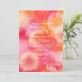 Invitation Mariage moderne code QR aquarelle rose orange chau (Debout devant)