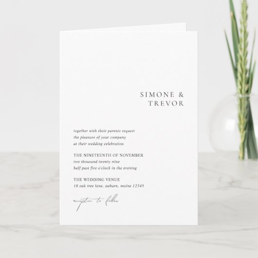 Invitation Mariage Moderne Code QR Noir et Blanc Propre (Devant)