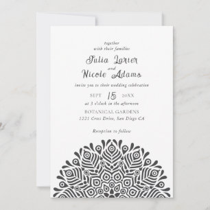 Invitation Mariage Moderne Coloré Bohème Ethnique Floral Mand