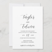 Invitation Mariage moderne contemporain noir blanc élégant (Devant)