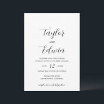Invitation Mariage moderne contemporain noir blanc élégant<br><div class="desc">Invitations contemporaines de mariage en noir et blanc avec une disposition simple et minimaliste avec vos noms dans un élégant script de calligraphie et vos détails mariages ci-dessous dans un format moderne.</div>