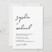 Invitation Mariage moderne contemporain noir et blanc (Devant)