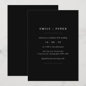Invitation Mariage moderne contemporain noir et blanc (Devant / Derrière)