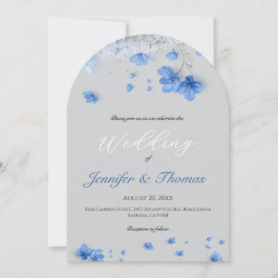 Invitation Mariage Moderne Cottagecore Fleurs Sauvages Bleu T