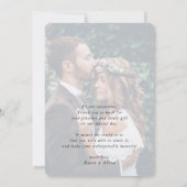 Invitation MARIAGE MODERNE couple photo cadre coeur sage vert (Dos)