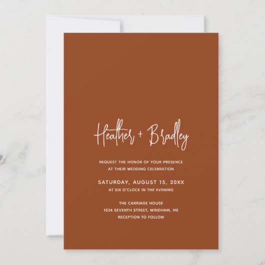 Invitation Mariage Moderne Cuivre Minimaliste (Devant)