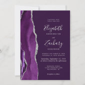 Invitation Mariage moderne d'âge d'argent violet profond (Devant)