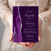 Invitation Mariage moderne d'âge d'argent violet profond
