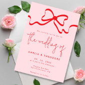 Invitation Mariage moderne de Bow rouge rose