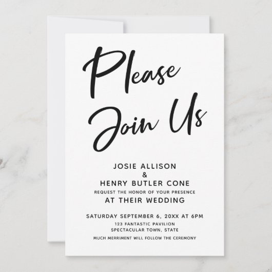 Invitation Mariage moderne de calligraphie (Devant)