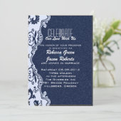 Invitation mariage moderne de campagne en dentelle de denim b (Debout devant)