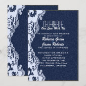Invitation mariage moderne de campagne en dentelle de denim b (Devant / Derrière)