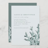 Invitation Mariage moderne de corail de mer vert (Devant / Derrière)