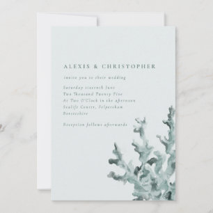 Invitation Mariage moderne de corail de mer vert