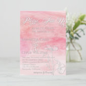 Invitation MARIAGE MODERNE DE COULEUR D'EAU ROSE rose (Debout devant)