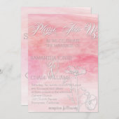 Invitation MARIAGE MODERNE DE COULEUR D'EAU ROSE rose (Devant / Derrière)