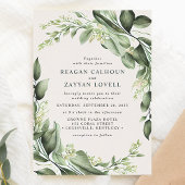 Invitation Mariage moderne de couronne Feuille Eucalyptus