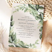 Invitation Mariage moderne de couronne Feuille Eucalyptus