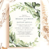 Invitation Mariage moderne de couronne Feuille Eucalyptus