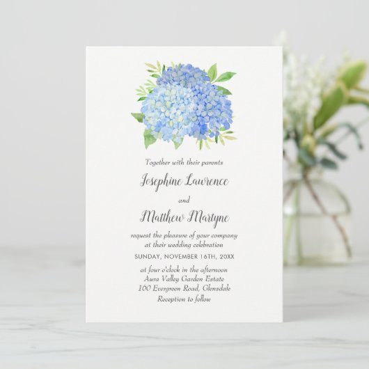 Invitation Mariage moderne de fleurs d'Hydrangea (Debout devant)