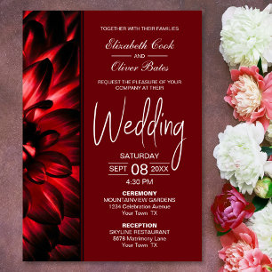 Invitation Mariage moderne de fleurs rouges