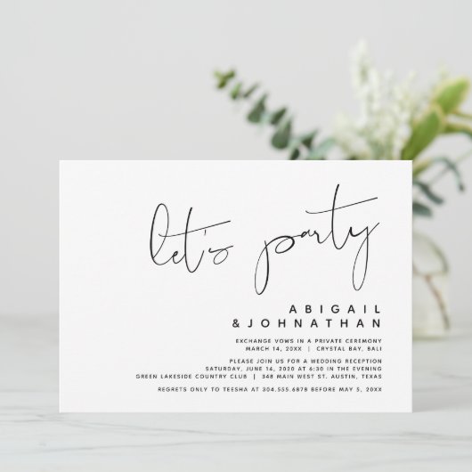 Invitation Mariage Moderne de Fugue, Faisons la Fête (Debout devant)