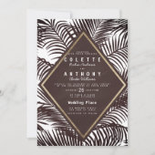 Invitation Mariage moderne de palmier tropical bordeaux foncé (Devant)