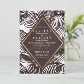 Invitation Mariage moderne de palmier tropical bordeaux foncé (Debout devant)