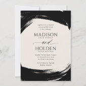 Invitation Mariage moderne de peinture à crème noire (Devant)