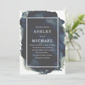 Invitation Mariage moderne de peinture à l'aquarelle marine (Debout devant)
