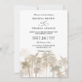 Invitation Mariage Moderne de Plage aux Palmiers Code QR (Devant)